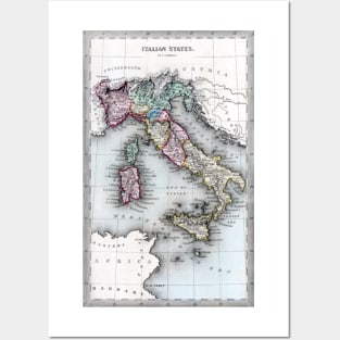 1835 Map of the Italian States Posters and Art